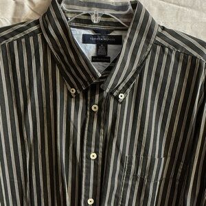 Tommy Hilfiger Men's Black and White Striped Shirt